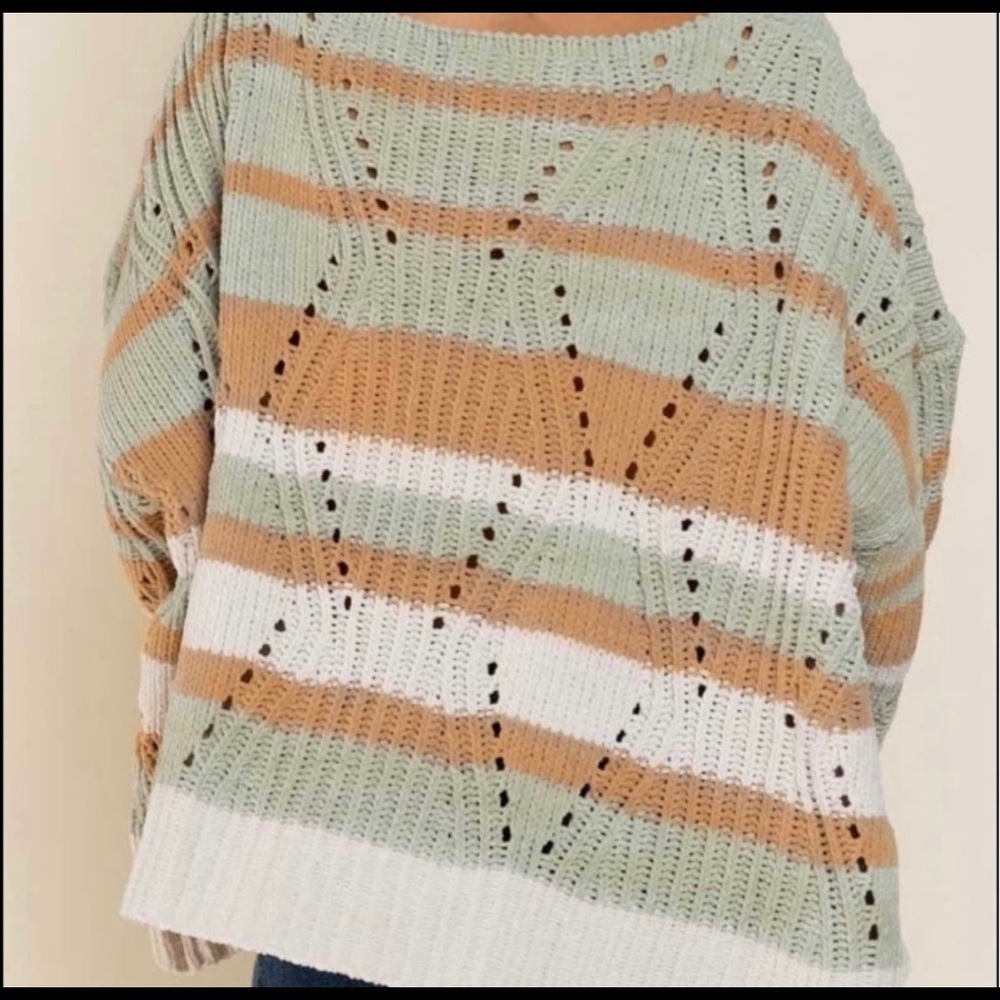 New! Clearance ๐ฅ Was $79.00 POL Desert Sage Chenille Sweater Stripe - Picture 7 of 7